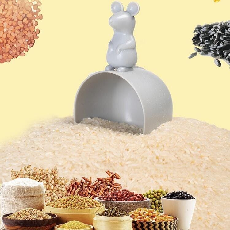 Cute Mouse Shape Household Plastic Large-capacity Flour and Cereal Grain Measuring Rice Spoon (Dark Gray)