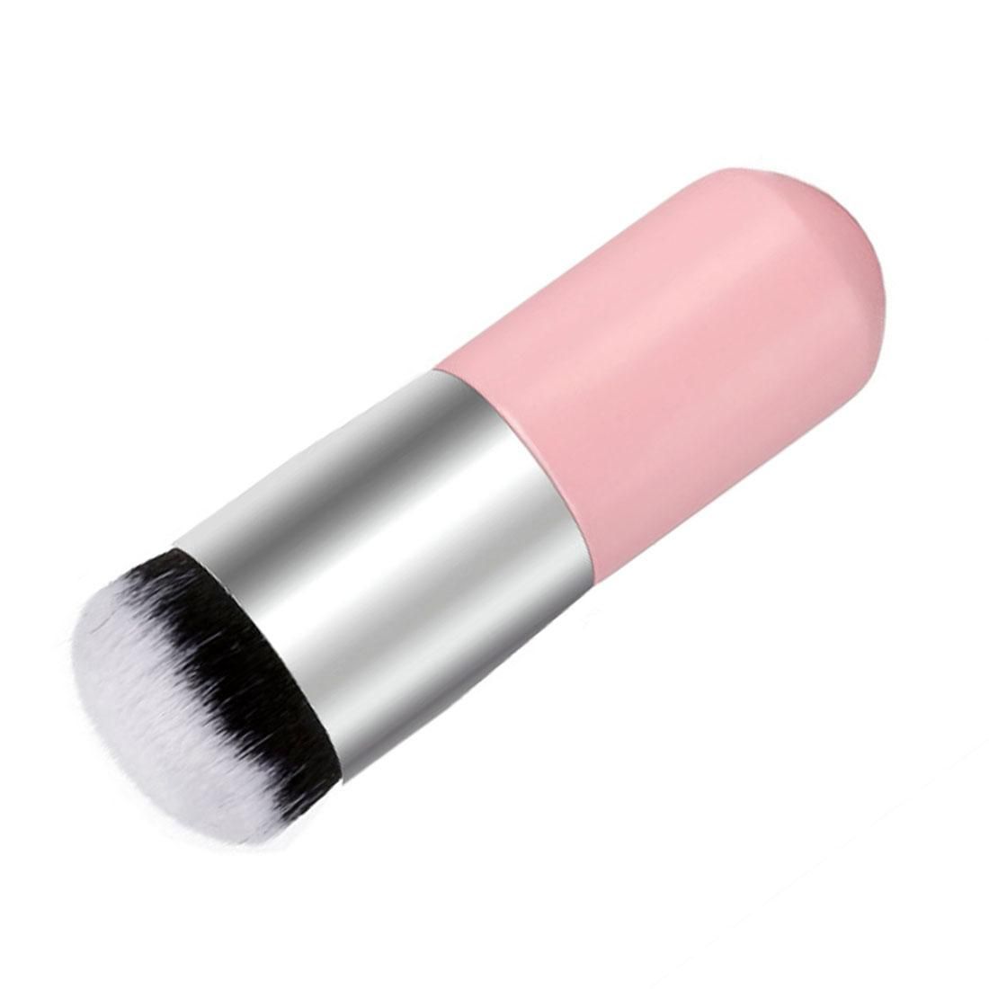 Short Wooden Handle Large Round Head Buffer Foundation Powder Makeup Brushes Plump Round Brush Makeup BB Cream Tools (Pink)