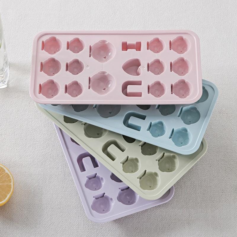 Creative DIY Home Ice Cream Mold Ice Lattice Penguin Shape Homemade Ice Cubes with Lid Ice Box (Purple)