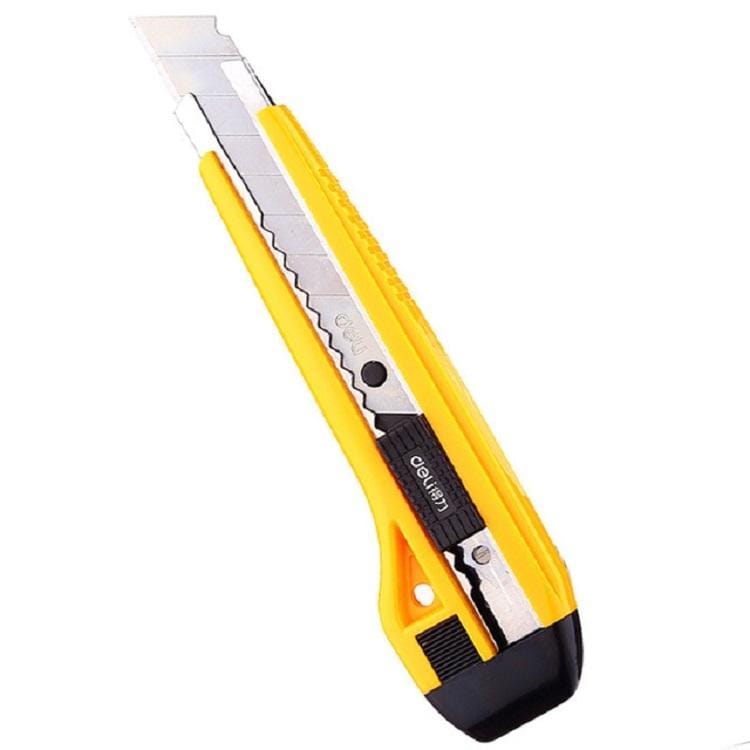 3 PCS Deli 2041 Large Utility Knife PaperCutter + Spare Blade (Yellow)
