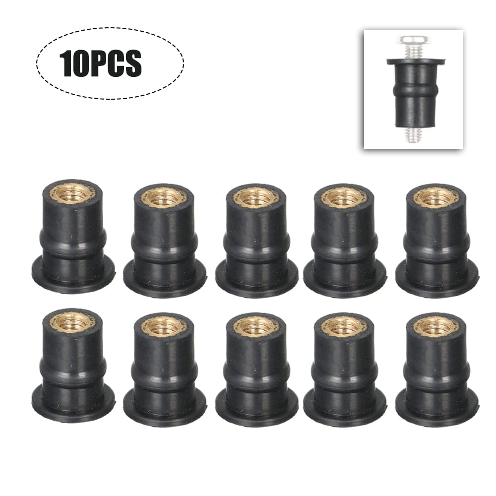 M5 Rubber Well Nuts 5MM Metric Motorcycle Windshield Shaft - 10PCS