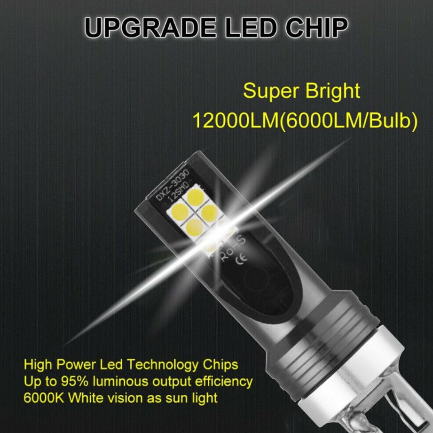 H7 Car LED Fog lights 200W Headlight Bulbs Kit 6000K White