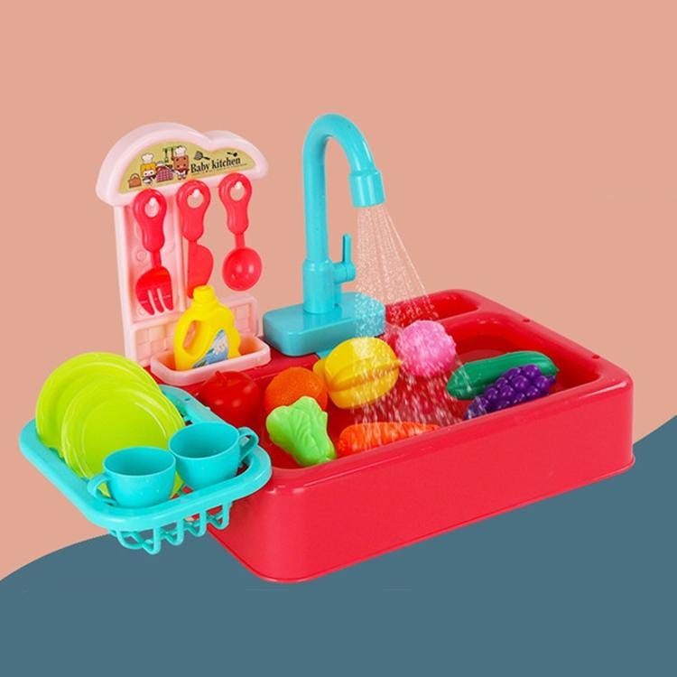 Children Electric Circulation Water Simulation Dishwasher Toy (Red)