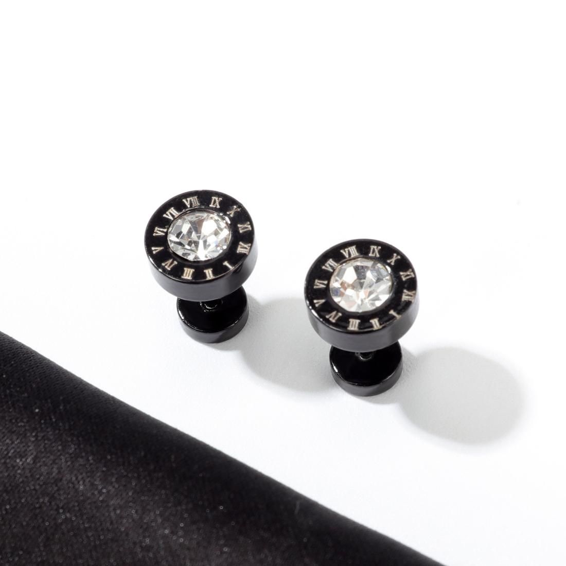 5 Pairs OPK 600 Street Retro Men Numerals Round Diamond Earrings