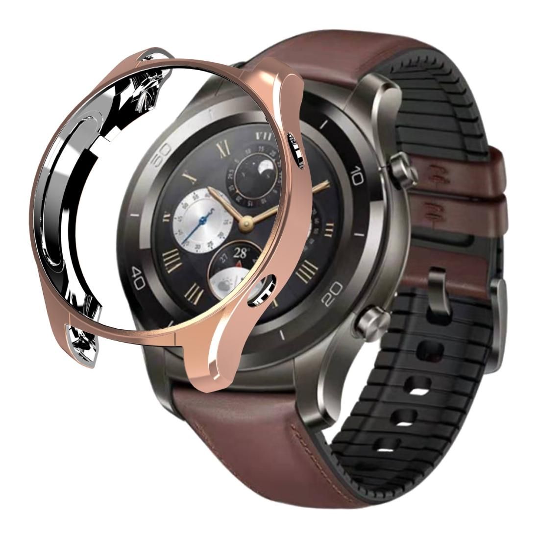 For Huawei Watch 2 Pro Plating TPU Half-package Protective Shell (Rose gold)