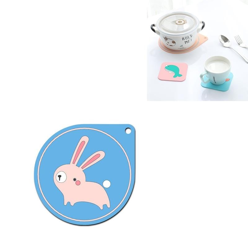 Cartoon Insulation Pad Placemat Anti-scalding Creative Home Cute Bowl Mat PVC Coaster (Rabbit)