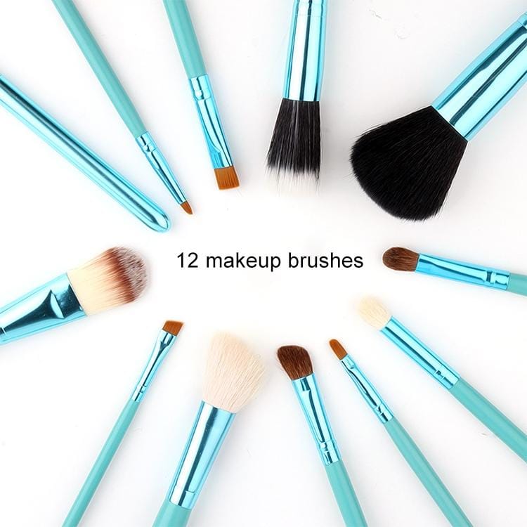 12 PCS Professional Makeup Brush Set Beauty Kit Cosmetic with PU Leather Cup Carrying Case (Green)