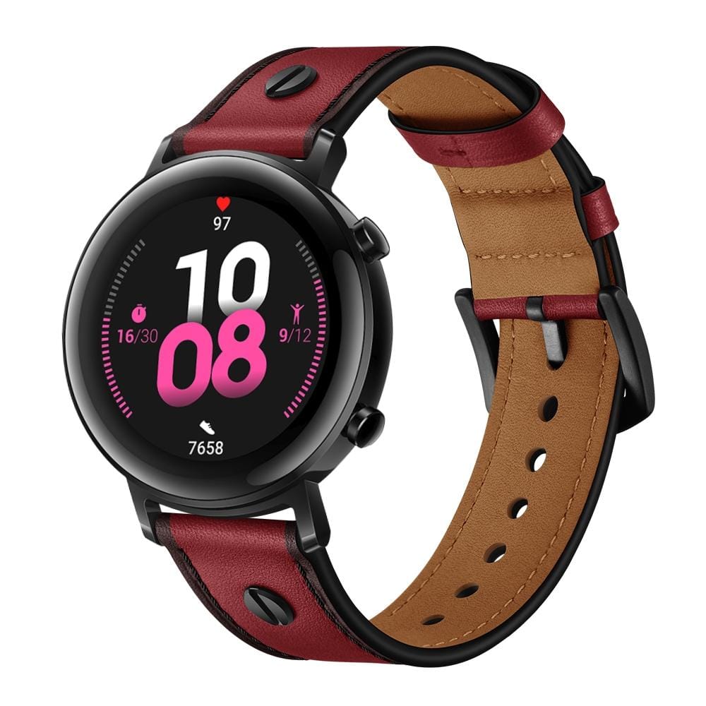 22mm For Huawei Watch GT2e / GT2 46mm Strap Leather Strap (Dark red)