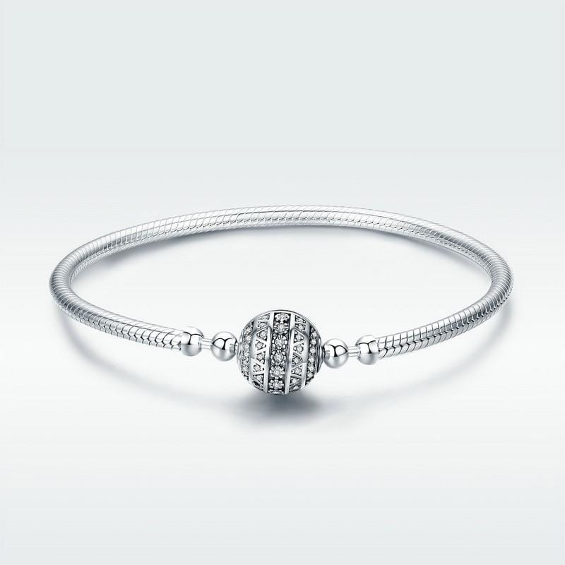 Exquisite Life S925 Sterling Silver Bangle Bracelet Inlaid with Gems, Size:18cm