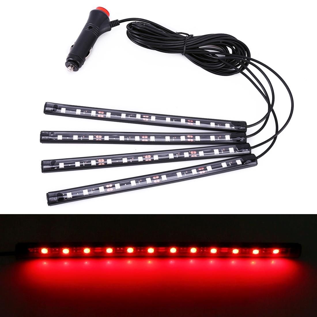 4 in 1 Universal Car LED Atmosphere Lights Colorful Lighting Decorative Lamp, with 48LEDs SMD-5050 Lamps, DC 12V 3.7W (Red Light)