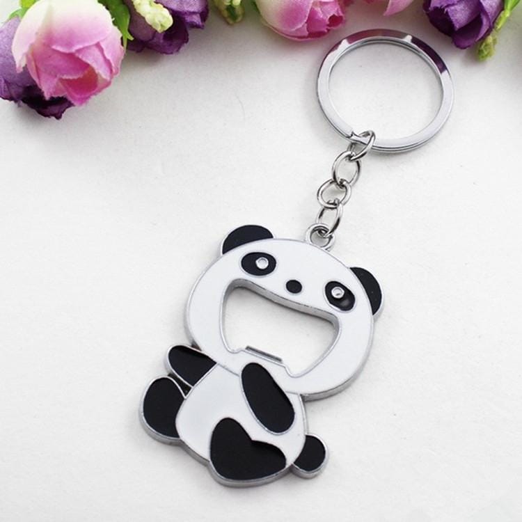 2 PCS Cartoon Animal Shape Beer Bottle Opening Tool Opener Panda Keychain Pendant