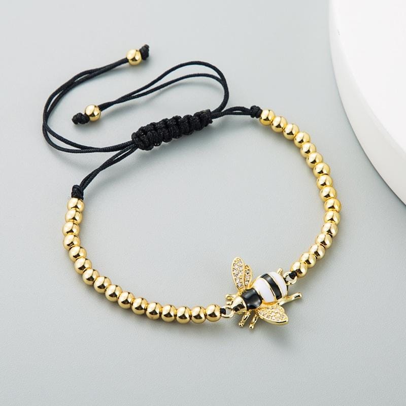 2 PCS Women Colorful Zircon Bee Bracelets Pull Braided Bracelets