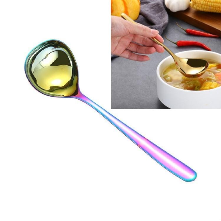 3 PCS Stainless Steel Sauce Spoon Creative Big Head Long Handle Spoon, Color:Colorful
