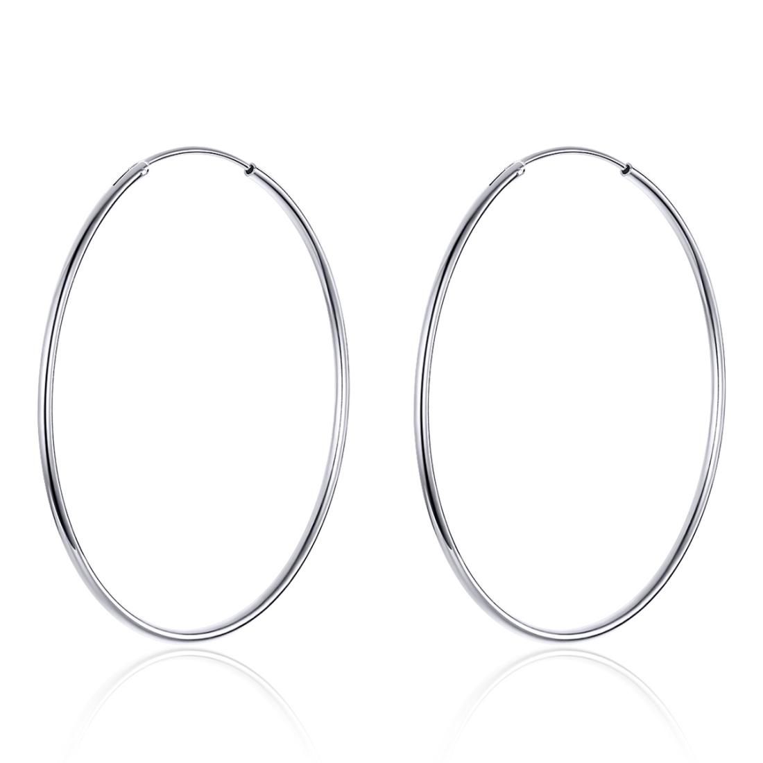 Big Circle Earrings Simple Platinum-plated Sterling Silver S925 Earrings