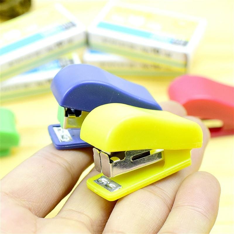 6 Sets Creative Stationery Binder No.10 Staples + Mini Stapler Set Random Color Delivery
