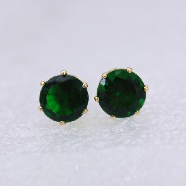 5 PCS Women Fashion Crystal Stud Imitation Zircon Earrings (Gold-Dark Green)