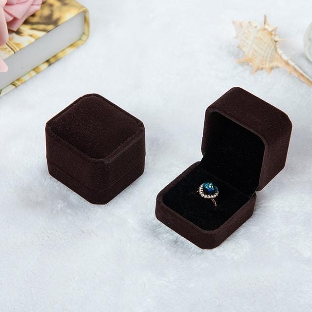 3 PCS Wedding Jewelry Accessories Squre Velvet Jewelry Box Jewelry Display Case Gift Boxes Ring Earrings Box (Coffee)