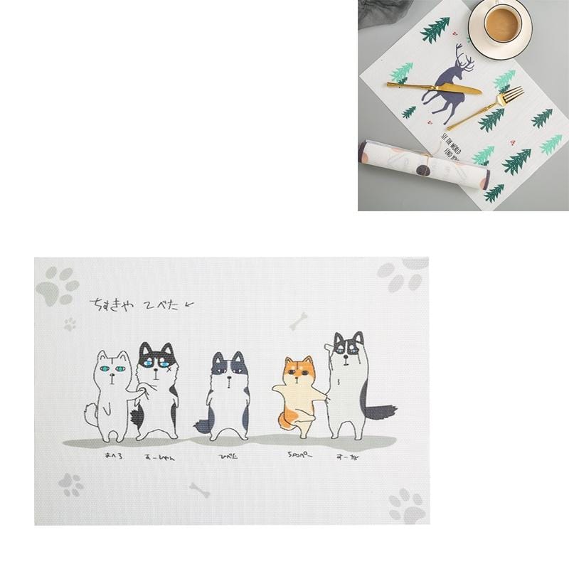 Simple Children Cute Cartoon Placemats Complementary Food Mats Waterproof and Oil Proof Insulation Coasters (Point)