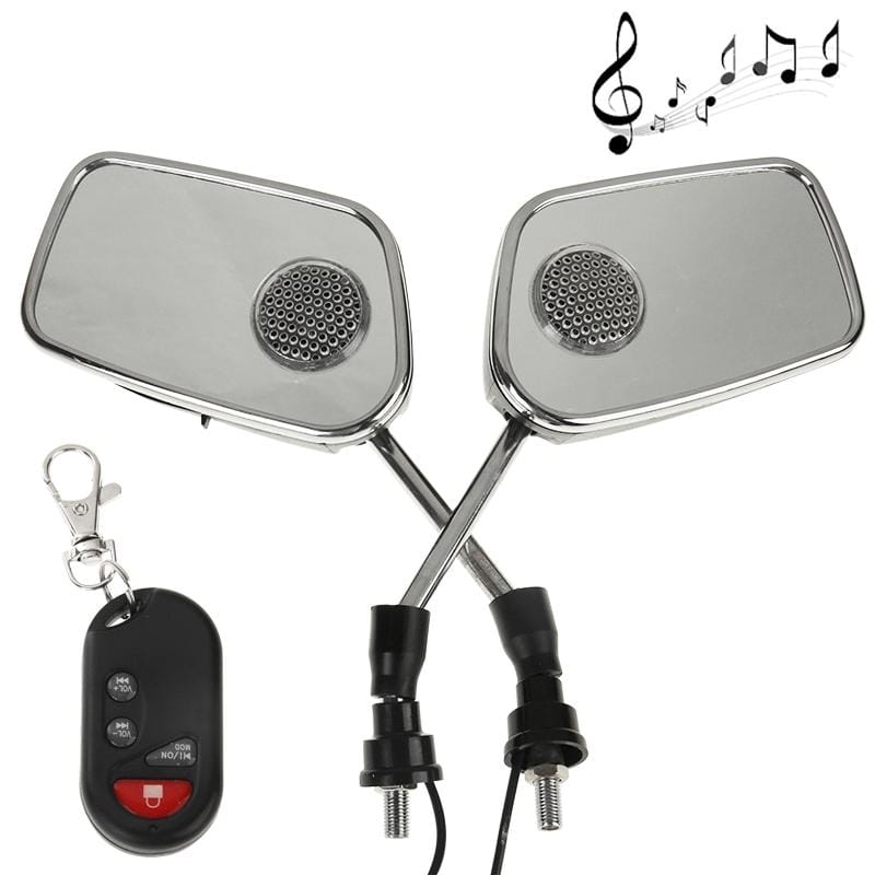 Motorcycle MP3 Player Rearview Mirror Speaker with FM Radio & Remote Control, Support SD / MMC Card (Black)