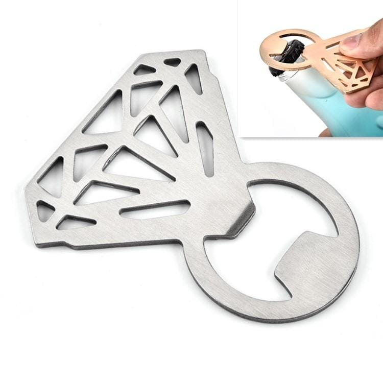 2 PCS Home Kitchen Creative Gadget Stainless Steel Diamond Beer Bottle Opener, Color:Sanding
