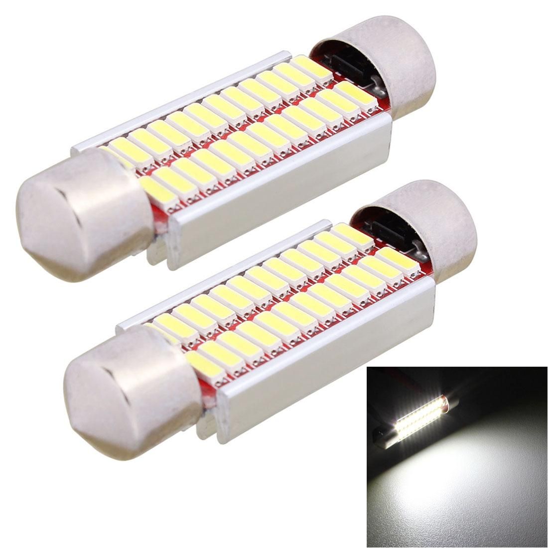 2 PCS 41mm 2W 240LM White Light 24 LED SMD 4014 Error Free License Plate Lights Car Light Bulb