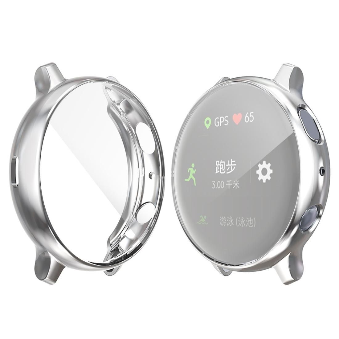 For Samsung Galaxy Watch Active 2 40mm ENKAY Hat-prince Full Coverage Electroplate TPU Case (Silver)