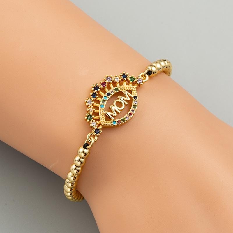 Women Fashion Cross Eye Bracelet Adjustable Rainbow Bracelet, Style:E274 MOM