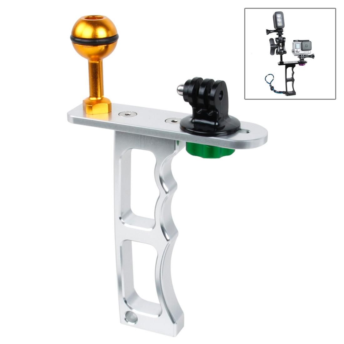 TMC Single Handheld Diving Light Arm Aluminum Mount with Lanyard for GoPro  NEW HERO /HERO6   /5 /5 Session /4 Session /4 /3+ /3 /2 /1, Xiaoyi and Other Action Cameras (Silver)