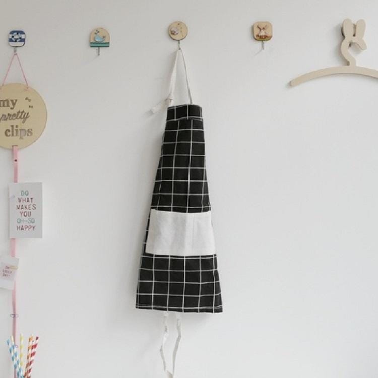 Geometric Pattern Parent-child Waterproof Oil-proof Apron, Style:Black Plaid-children