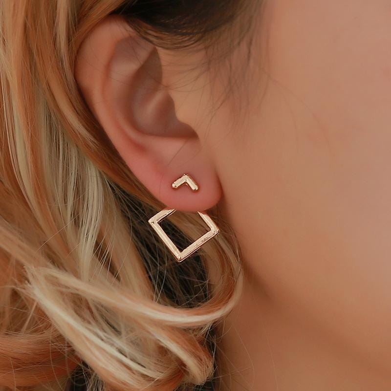 Simple Metal Triangle Square Girl Earing Jewelry Accessories (Triangle Silver)
