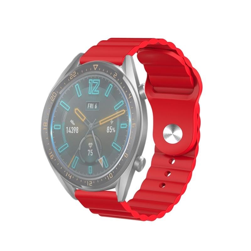 22mm For Huawei Watch GT2e / GT2 46mm Reverse Buckle Wave Silicone Strap (Red)