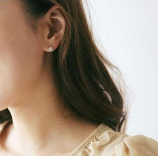 Refined Atmosphere Noble Elegance Full Diamond Round Earrings (Gold)