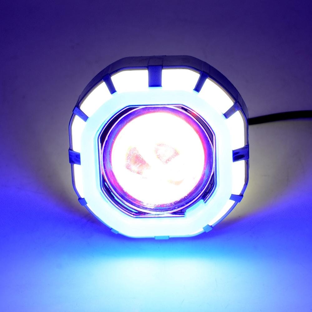 Motorcycle 30W DC 12V-85V LED Headlight Built-in octagonal Double Aperture Angle Eyes + Devil Eye (White Light)
