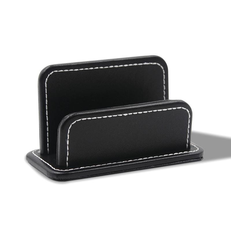 2 Blocks Office Stationery Leather Name Card Holder Stationery Bussiness  Office Home Card Holder (Black)