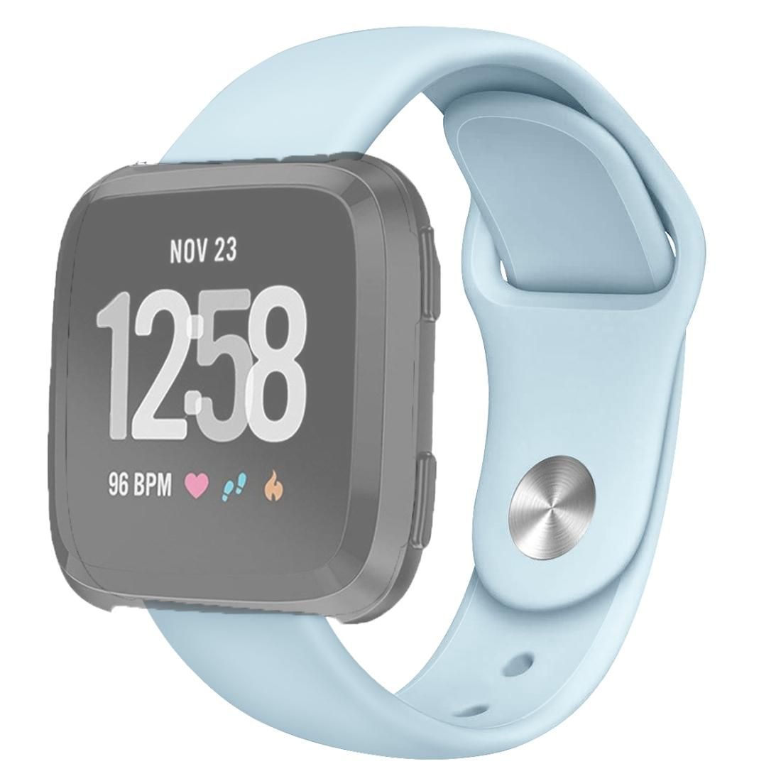 For Fitbit Versa 2 / Fitbit Versa / Fitbit Versa Lite Solid Color Silicone Replacement Strap Watchband, Size:L (Baby Blue)