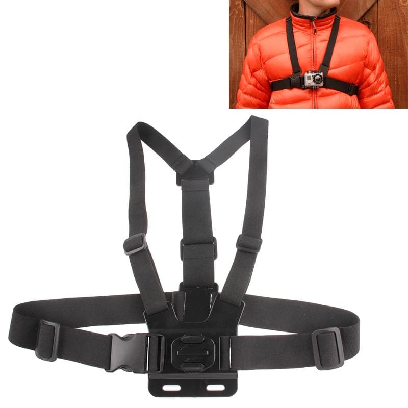 Dazzne DZ-314 Elastic Adjustable Chest Strap Belt  with 360 Degree Rotatable Mount & J-shaped Bracket for GoPro HERO4 /3+ /3 /2 /1 (Black)