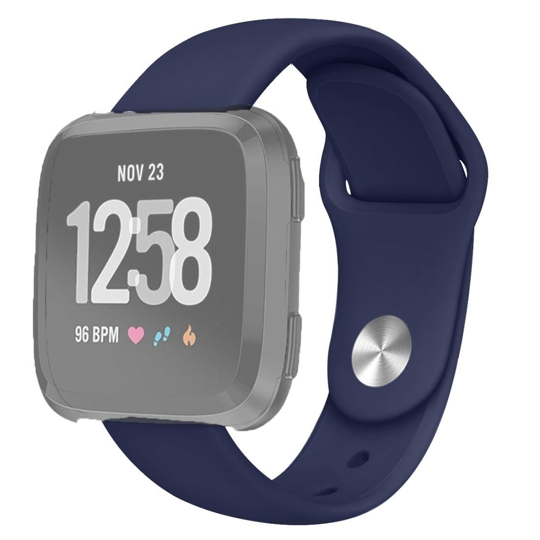 For Fitbit Versa 2 / Fitbit Versa / Fitbit Versa Lite Solid Color Silicone Replacement Strap Watchband, Size:S (Navy)