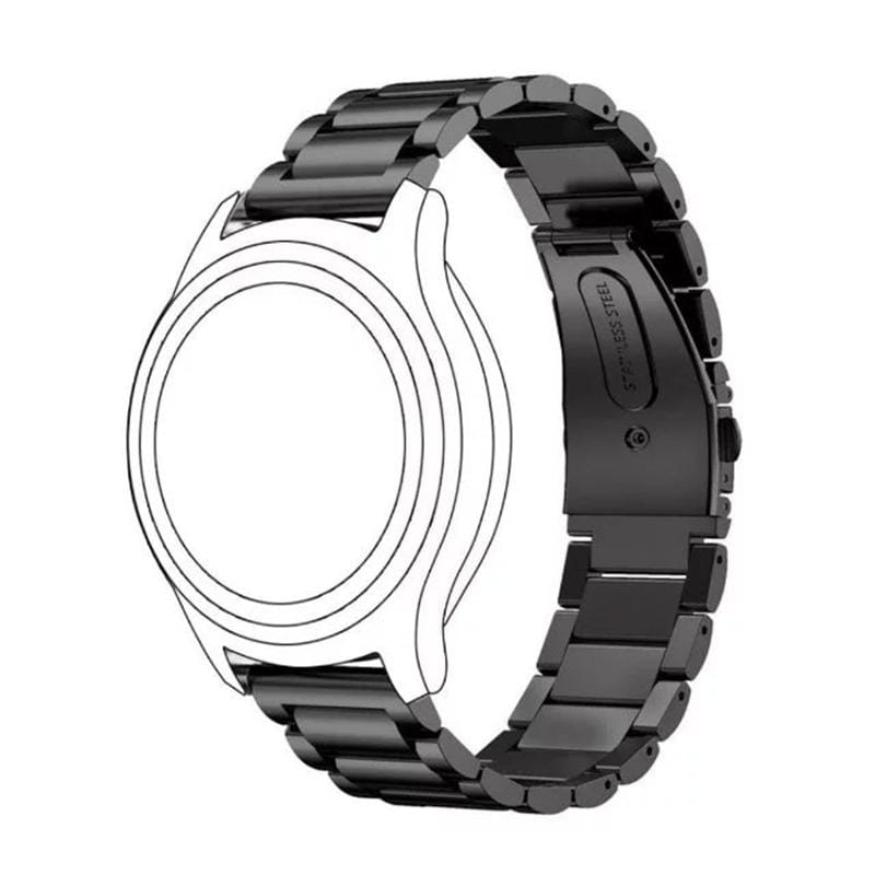 22mm For Huawei Watch GT2e GT2 46mm Three Flat Buckle Stainless Steel Straps (Silver)