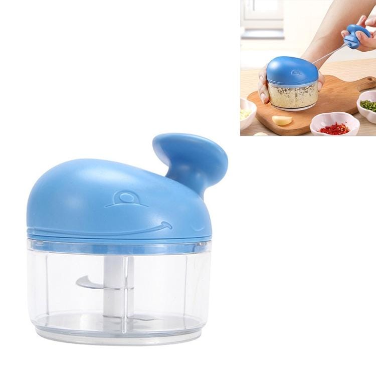Home Kitchen Cartoon Whale Shape Hand-pulled Mini Garlic Puller Multi-function Chili Pepper Mincer (Blue)