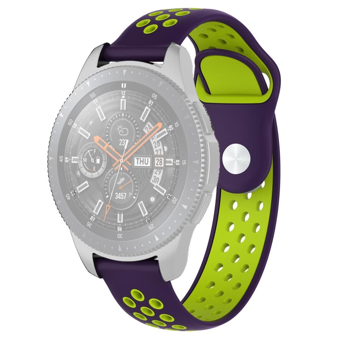 Double Color Wrist Strap Watch Band for Galaxy Watch 46mm (Purple + Mint Green)