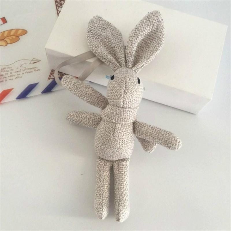 Plush Toy Wishing Rabbit Doll, Linen Scarf Long Foot Bag Bouquet Rabbit Doll, Height:16-18cm (Light Blue)