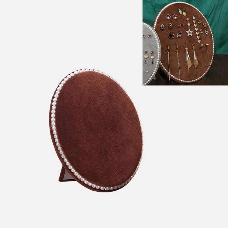 Household Creative Pearl Board Flannel Jewelry Rack Earrings Storage Display Stand, Size: S (Coffee)
