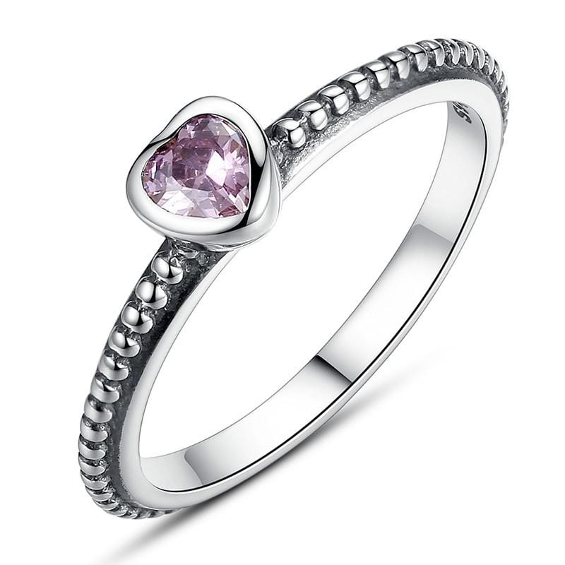Fashion Color Love Heart Ring with Zircon for Women Wedding Jewelry, Ring Size:9 (Red)