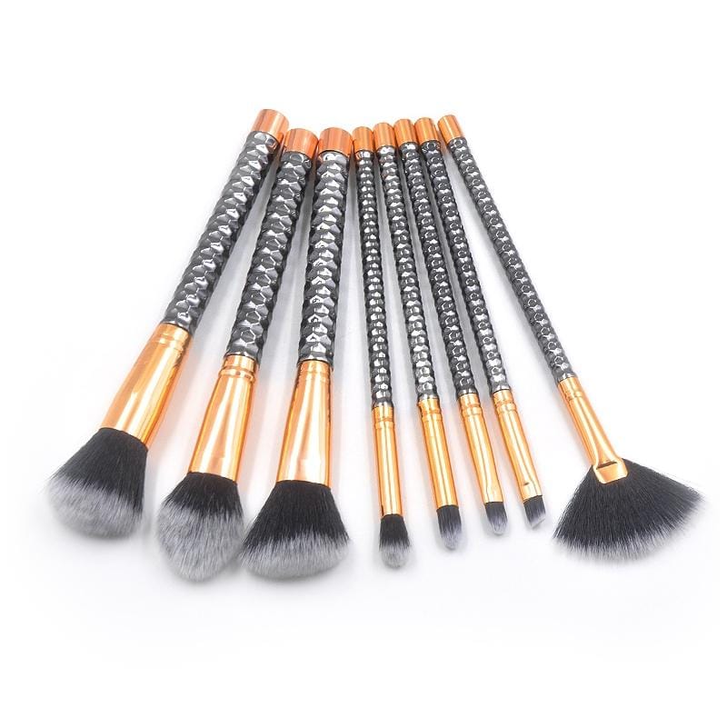 8 in 1 Honeycomb Handle Multi-functional Makeup Brush, Black Handle and Black Brush (Style3)