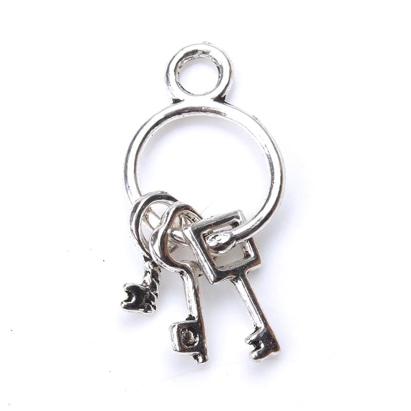 20 PCS 25mm x14mm Keys Charms Antique Silver Tone Cute for necklace pendant charms diy jewelry making