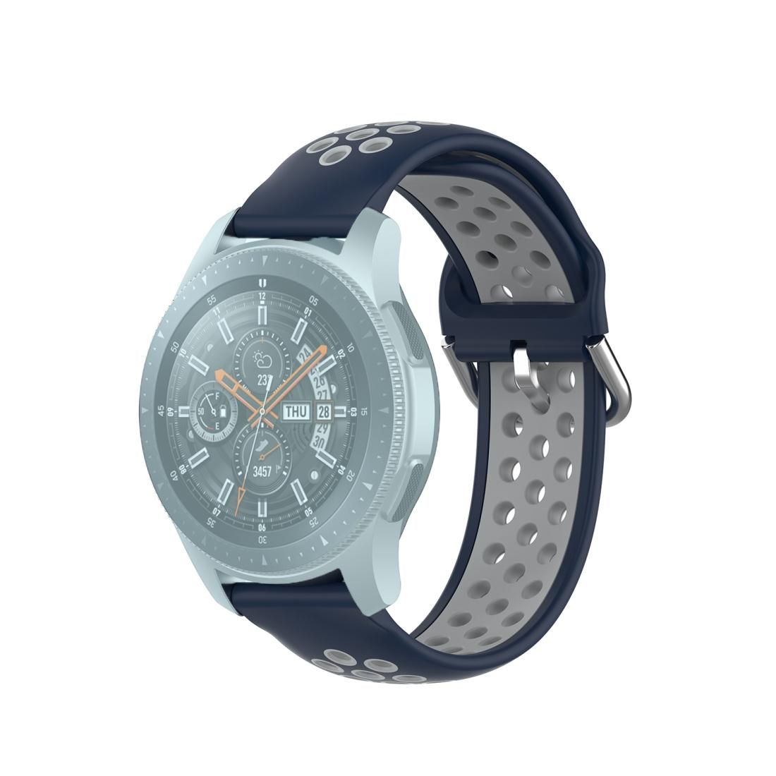 For Samsung Galaxy Watch 46mm / Gear S3 Universal Sports Two-tone Silicone Replacement Wrist Strap (Blue Grey)