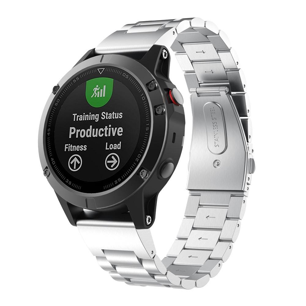 For Garmin Fenix 5 Three-Bead Stainless Steel Metal Watchband, Size:22MM