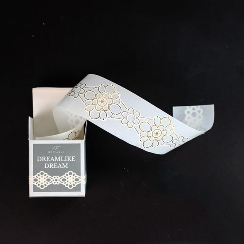 Vintage Lace Hollow Bronzing Tape DIY Sticker Label Stationery (Slang)