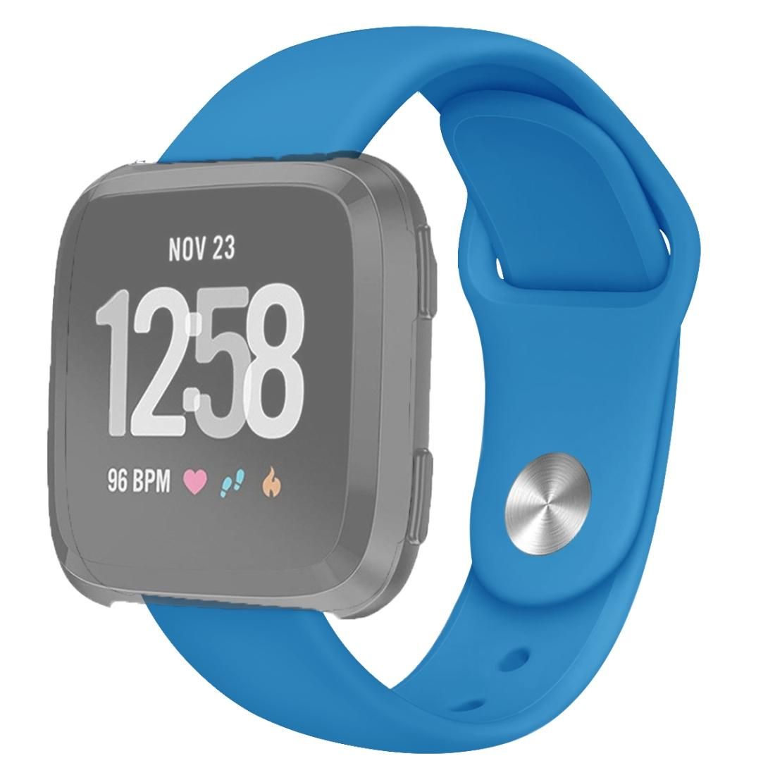 For Fitbit Versa 2 / Fitbit Versa / Fitbit Versa Lite Solid Color Silicone Replacement Strap Watchband, Size:L (Blue)