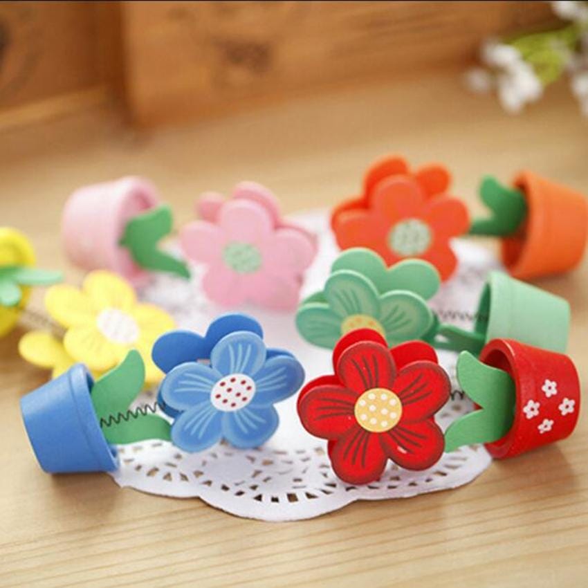 2 PCS Wooden Sun Flower Note Clip Business Card Holder, Random Color Delivery